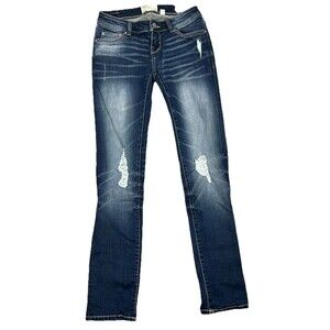 BKE Buckle Jeans Y2K‎ Distress Ripped Straight Low Rise 24 Western Boho Festival